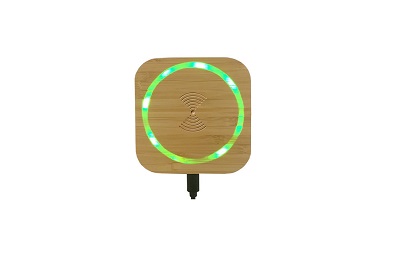 chargeur sans fil cercle led en bambou CH48